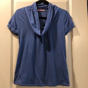 Anthro | Velvet brand Blue Draped Neck Top